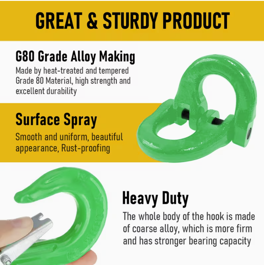 2SET 3.15T Sling Hook Heavy Duty Hammerlock/Slip Hook Kit w/ Swivel Winch &