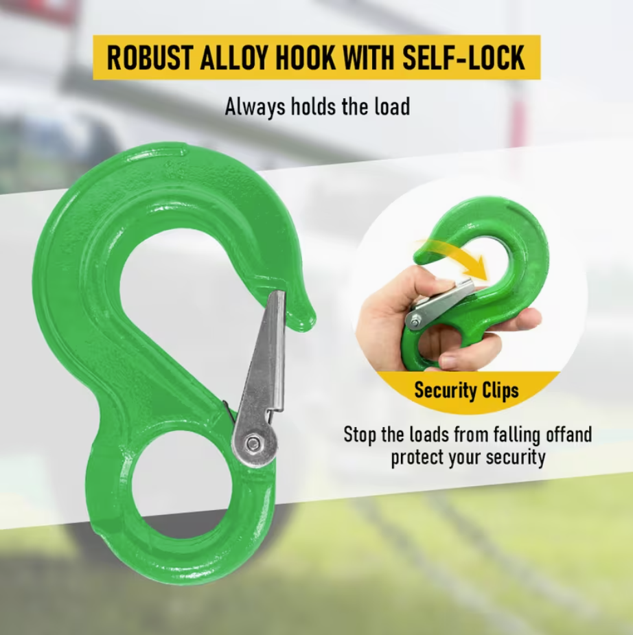 2SET 3.15T Sling Hook Heavy Duty Hammerlock/Slip Hook Kit w/ Swivel Winch &