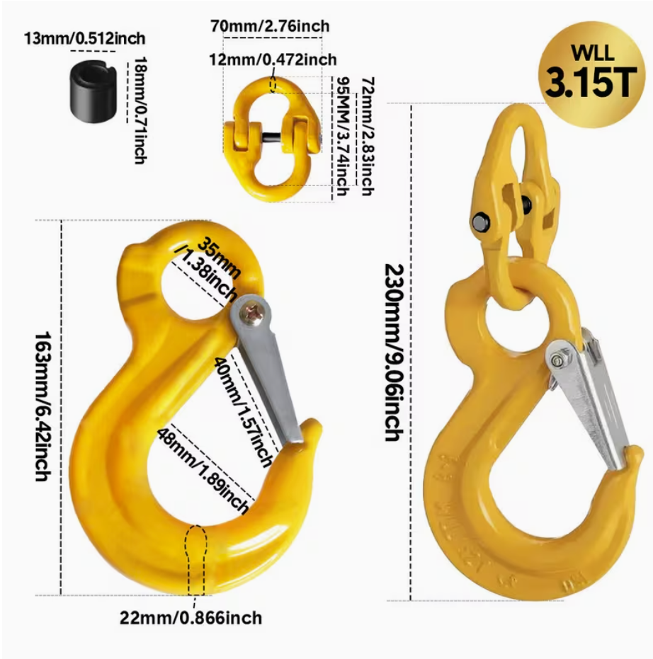 2SET 3.15T Sling Hook Heavy Duty Hammerlock/Slip Hook Kit w/ Swivel Winch &