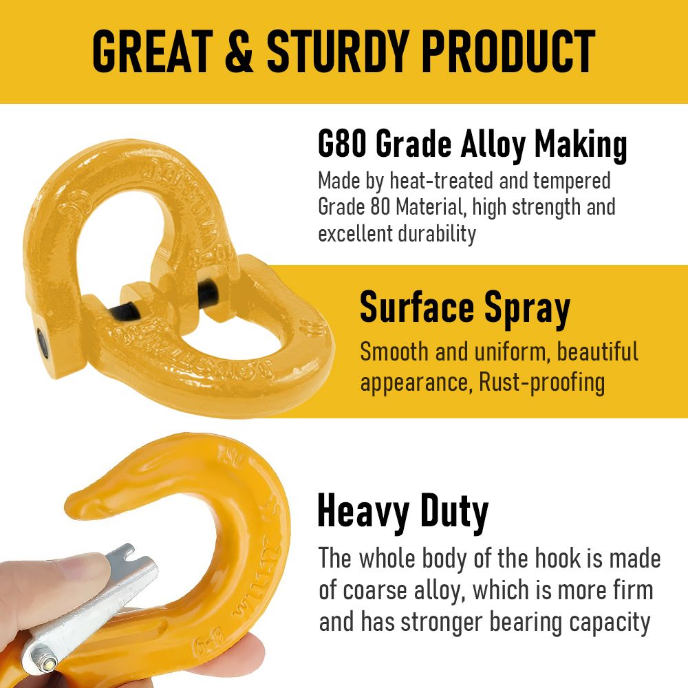 2SET 3.15T Sling Hook Heavy Duty Hammerlock/Slip Hook Kit w/ Swivel Winch &