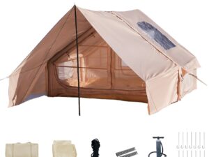 Inflatable Camping Tent w/ Canopy, Easy Setup Large 4-6 Person Family Waterproof