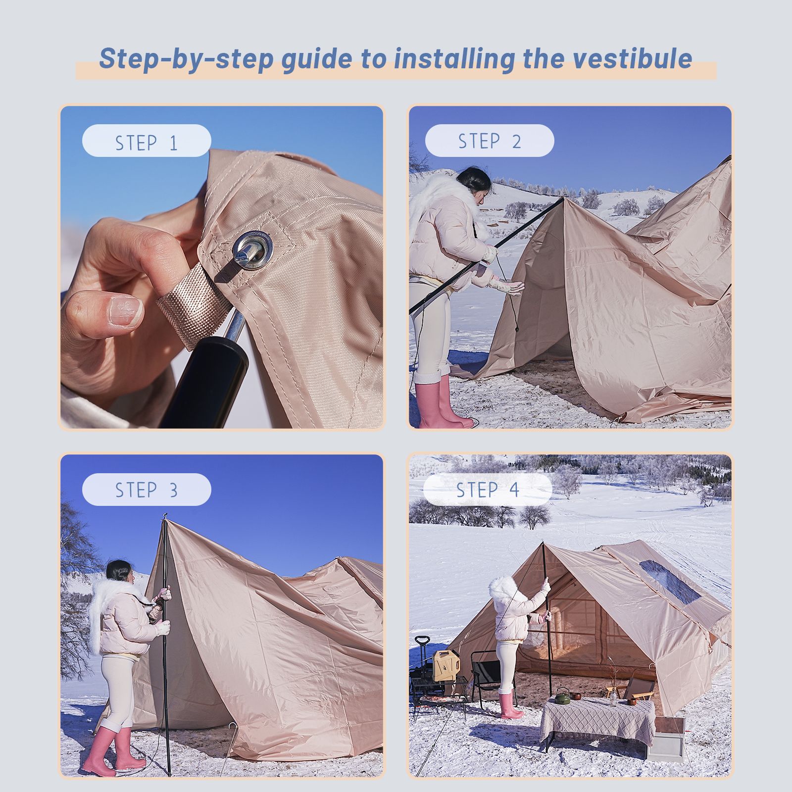 Inflatable Camping Tent w/ Canopy, Easy Setup Large 4-6 Person Family Waterproof