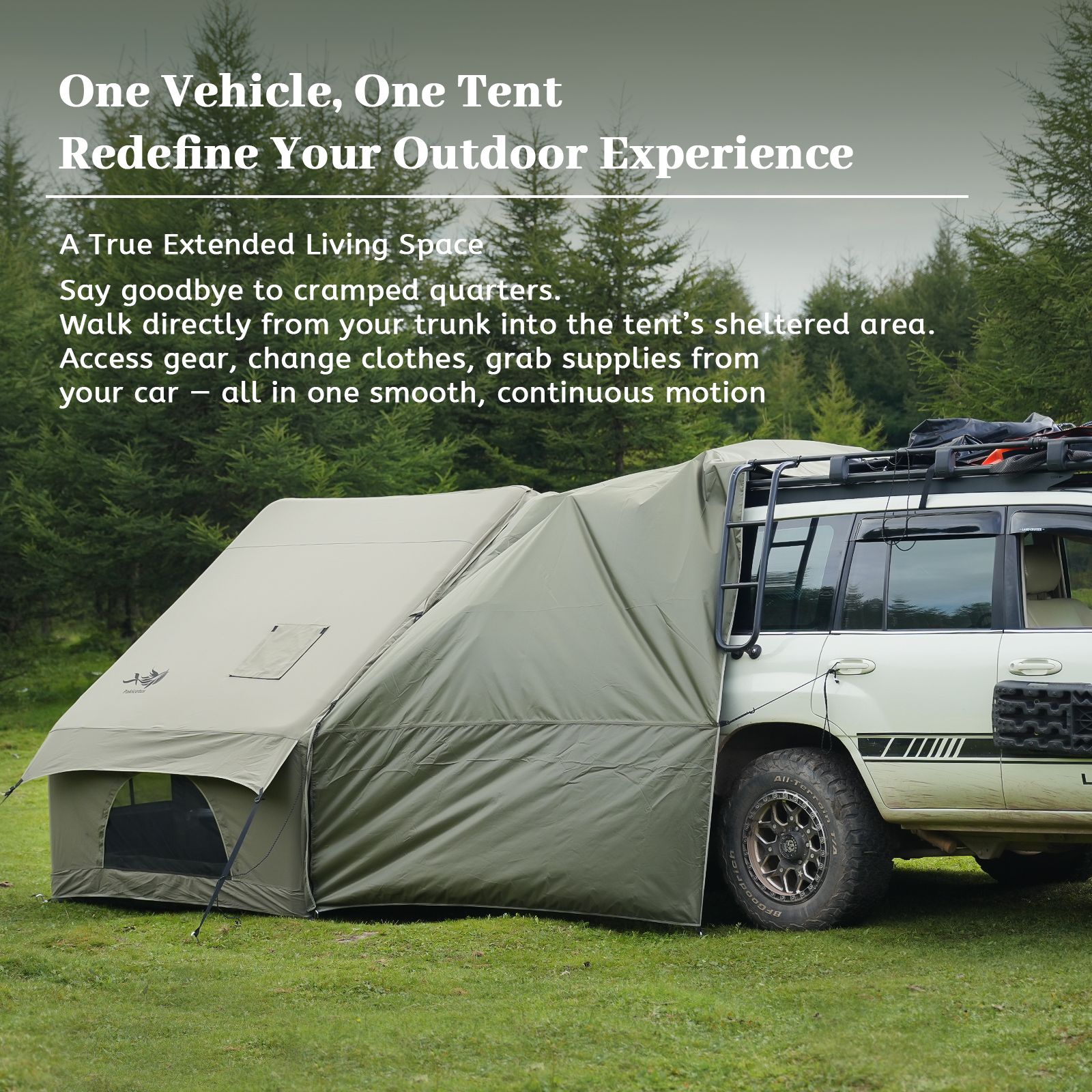 Dark Green Inflatable Camping Tent w/ Canopy, Large 4-6 Person, Waterproof