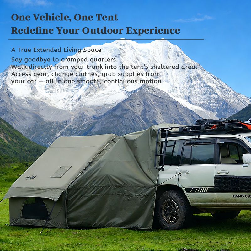 Dark Green Inflatable Camping Tent w/ Canopy, Large 4-6 Person, Waterproof
