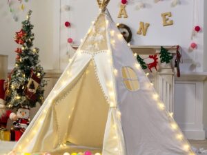 5 Poles Giant Kids Teepee Tent (Natural Canvas)