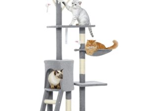 CARLA HOME 134cm Cat Tree for Indoor Cats w/ Hammock, Plush Perch & Sisal