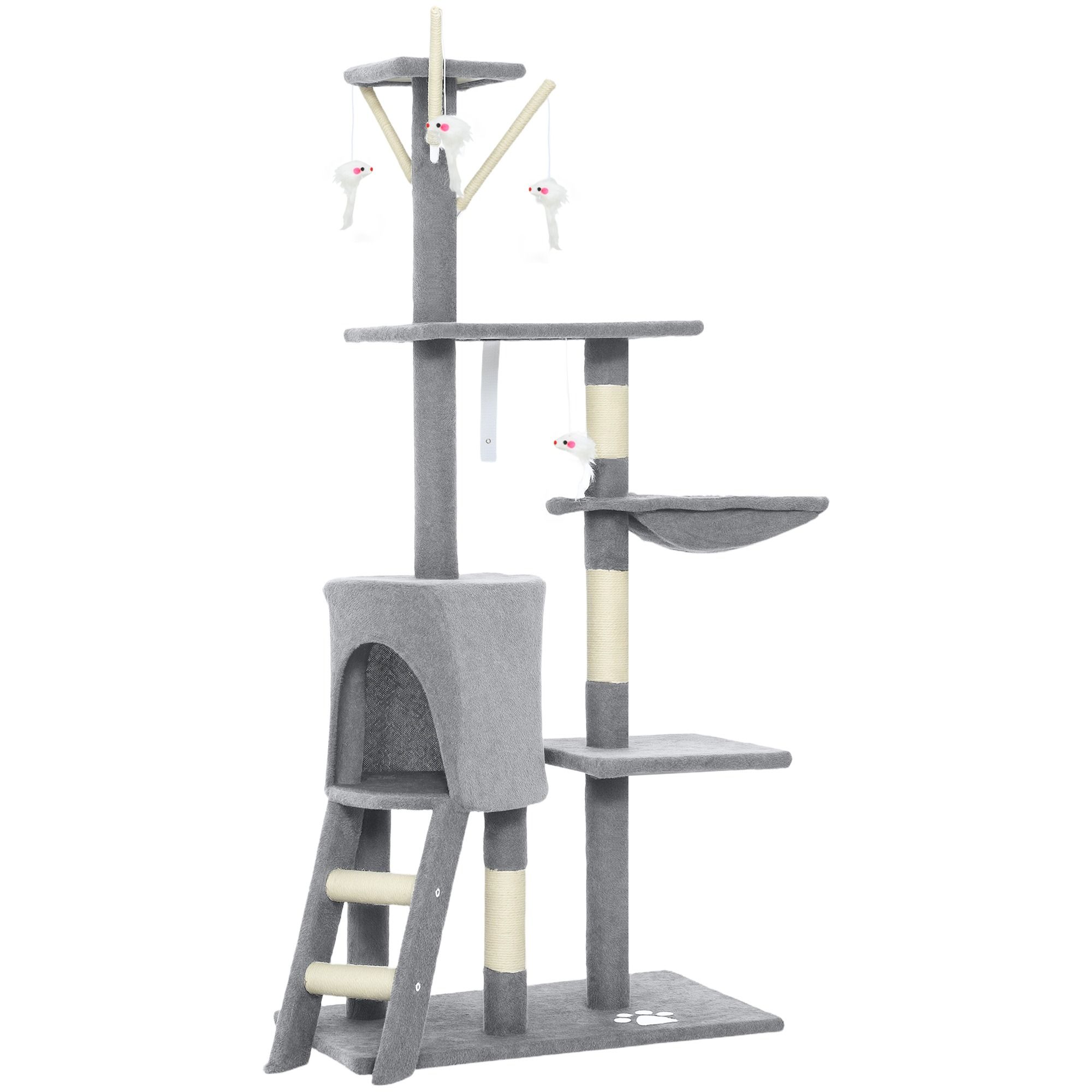 CARLA HOME 134cm Cat Tree for Indoor Cats w/ Hammock, Plush Perch & Sisal