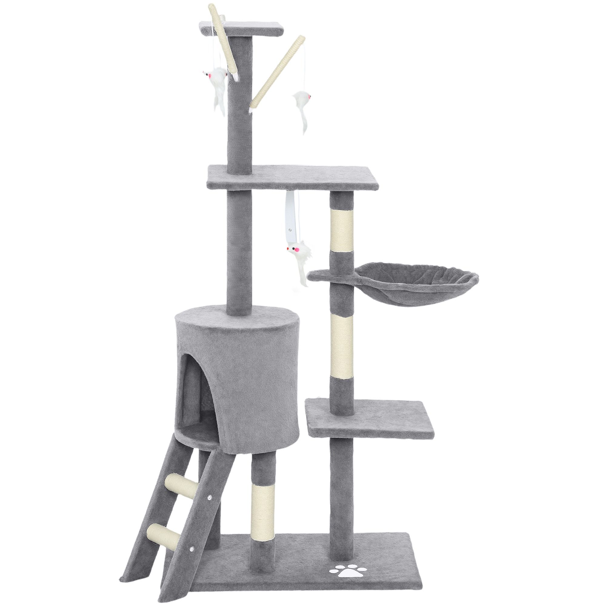 CARLA HOME 134cm Cat Tree for Indoor Cats w/ Hammock, Plush Perch & Sisal