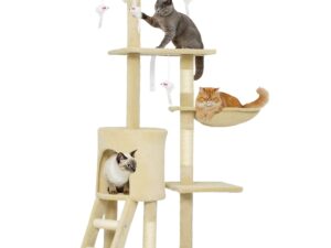 CARLA HOME 134cm Cat Tree for Indoor Cats w/ Hammock, Plush Perch & Sisal