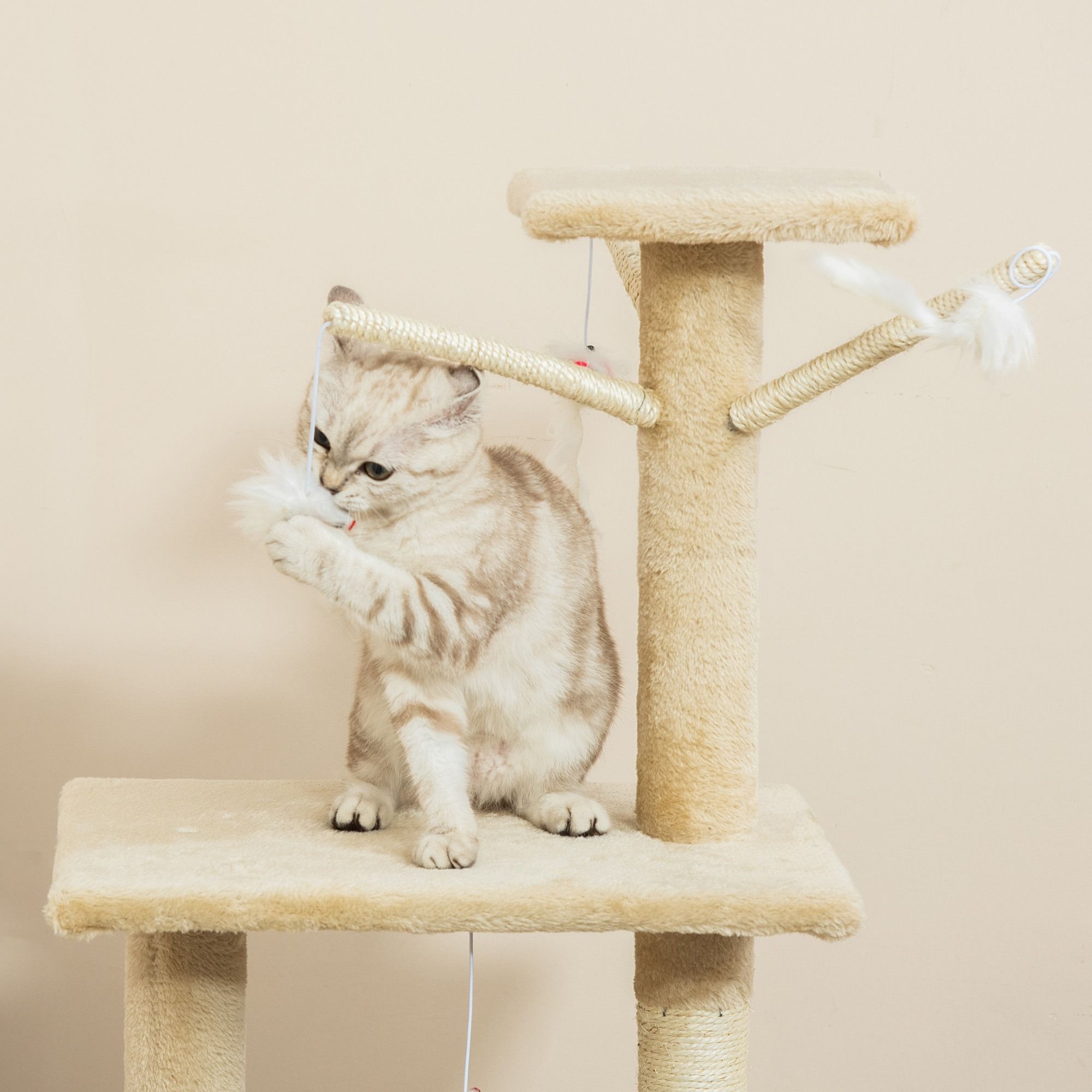 CARLA HOME 134cm Cat Tree for Indoor Cats w/ Hammock, Plush Perch & Sisal