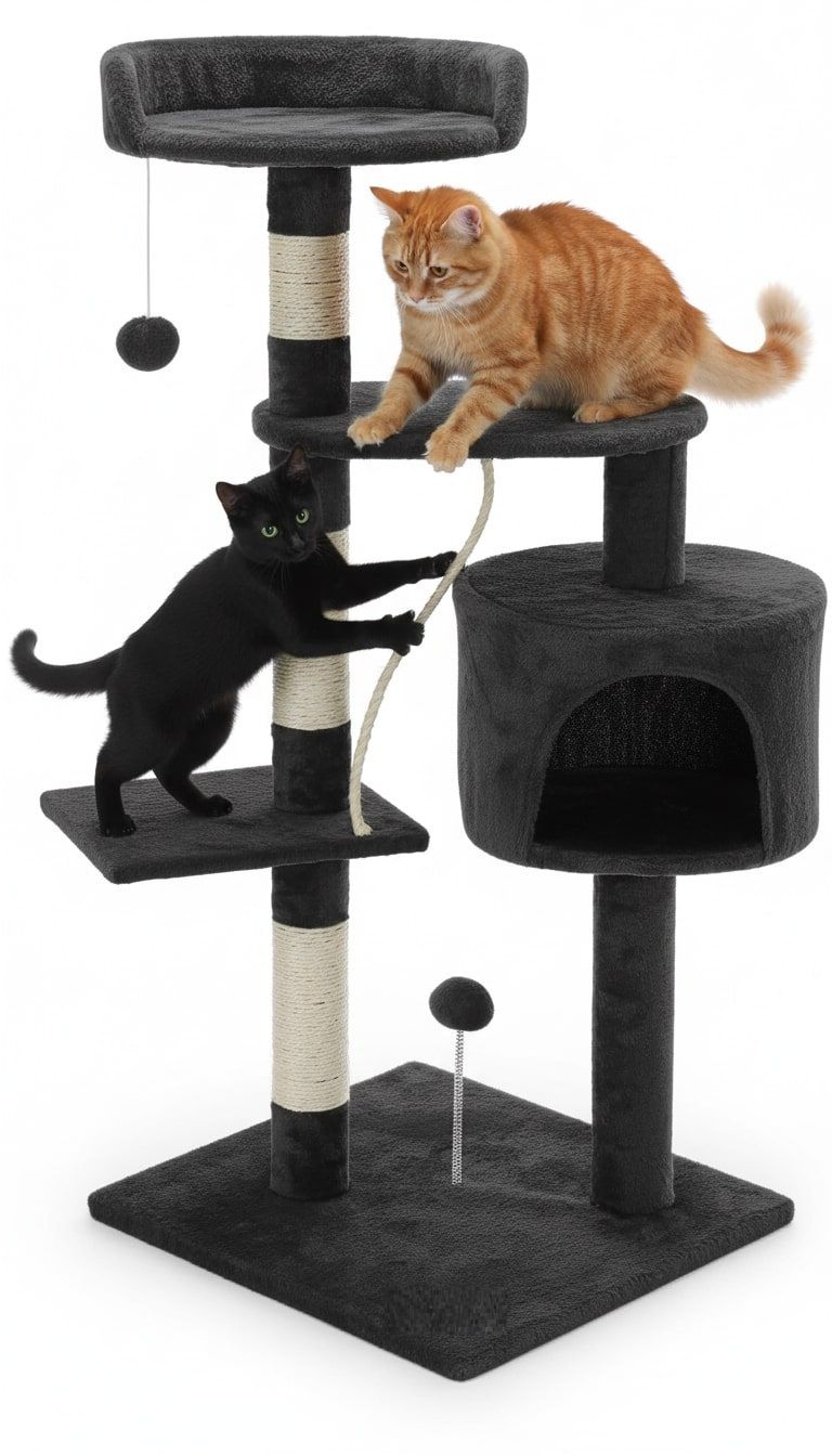 CARLA HOME 140cm Cat Tree for Indoor Cats w/ Plush Perch, Sisal Scratching Posts