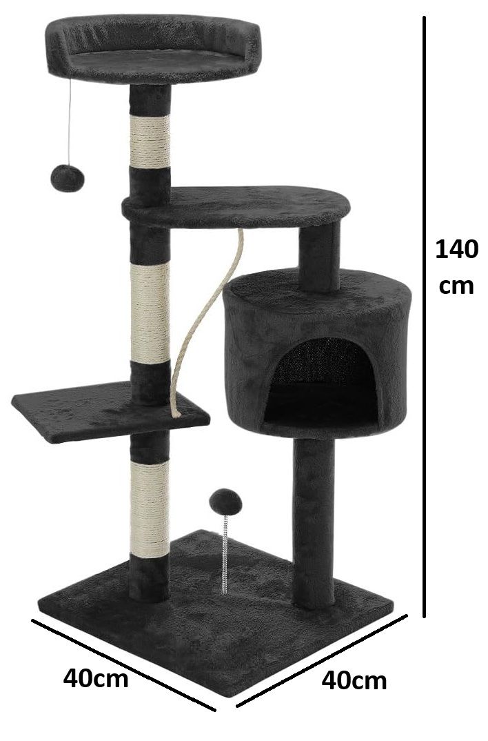 CARLA HOME 140cm Cat Tree for Indoor Cats w/ Plush Perch, Sisal Scratching Posts