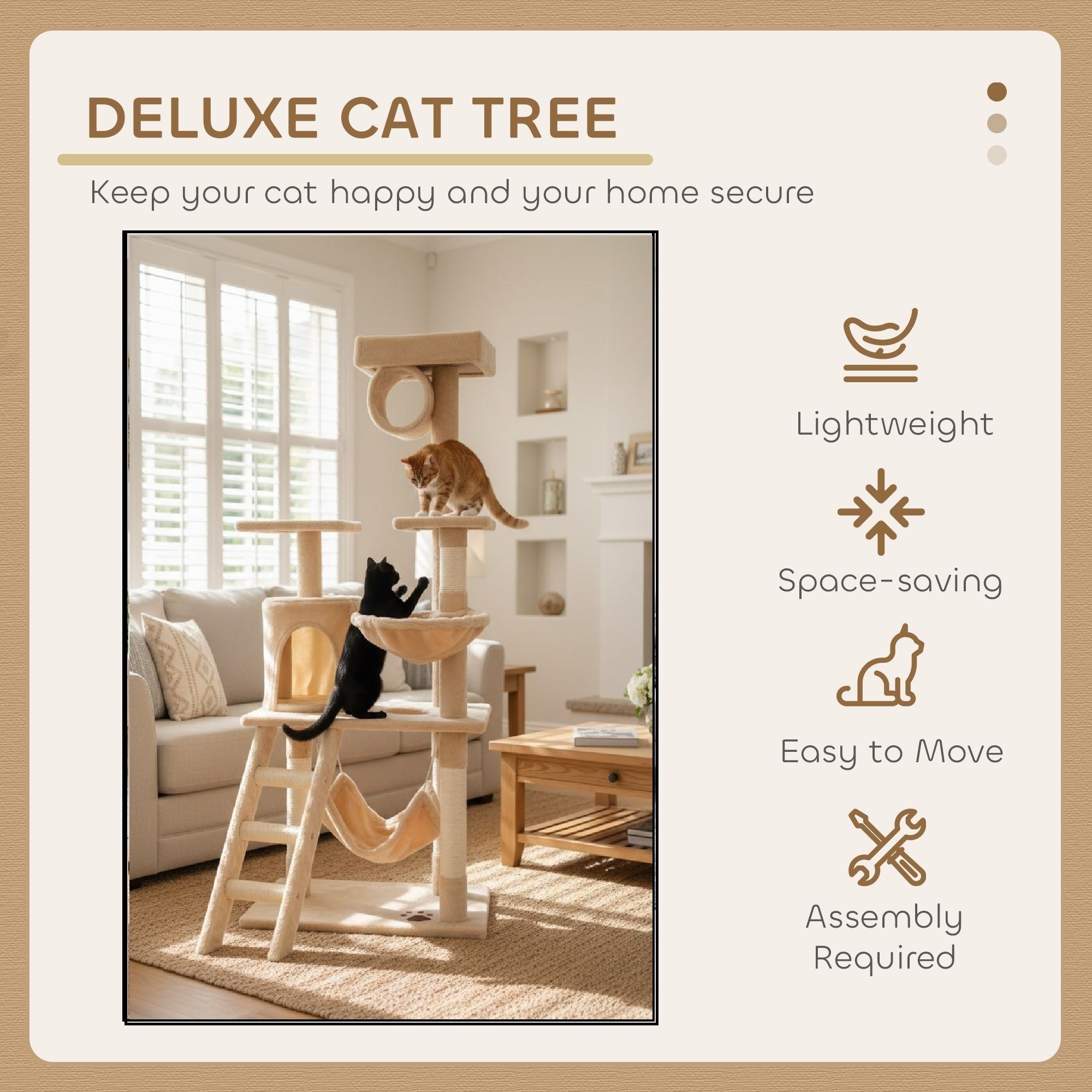 CARLA HOME 141cm Cat Tree Tower for Indoor Cats w/ Plush Perch, Ladder, Sisal