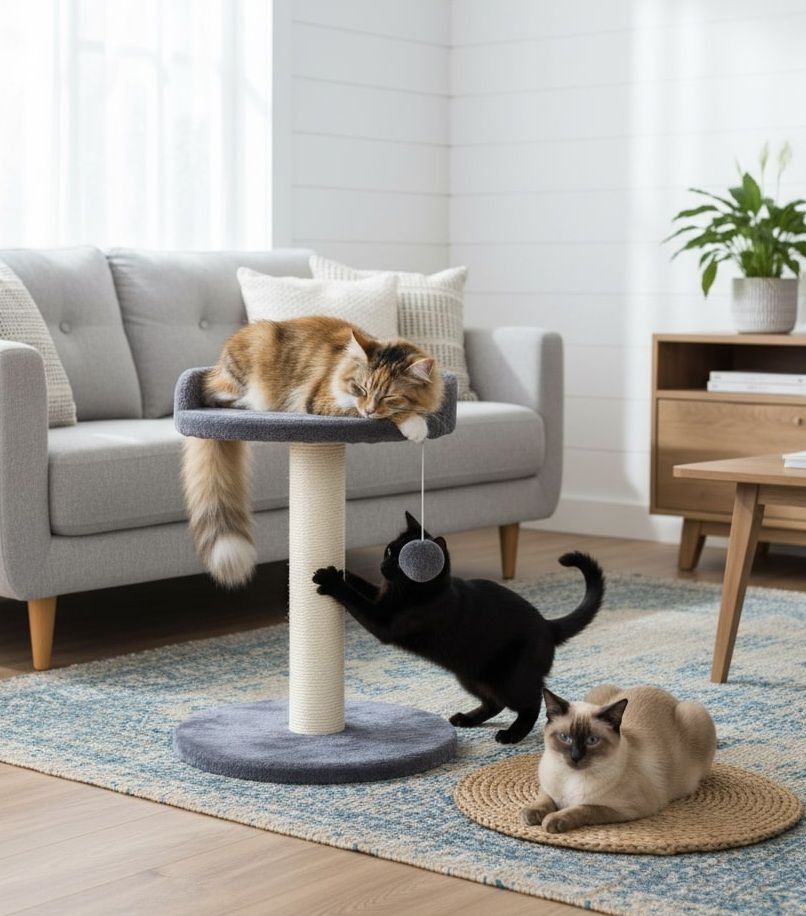 CARLA HOME Cat Tree Tower for Indoor Cats w/ Plush Perch, Sisal Scratching Post
