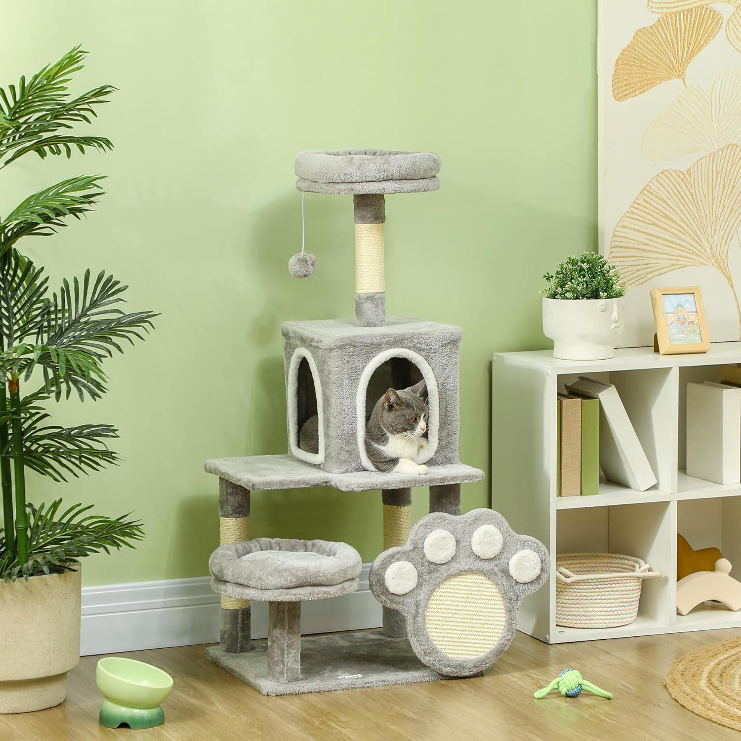 CARLA HOME Large Cat Tree Tower for Indoor Cats w/ Plush Perch, Cat Condo