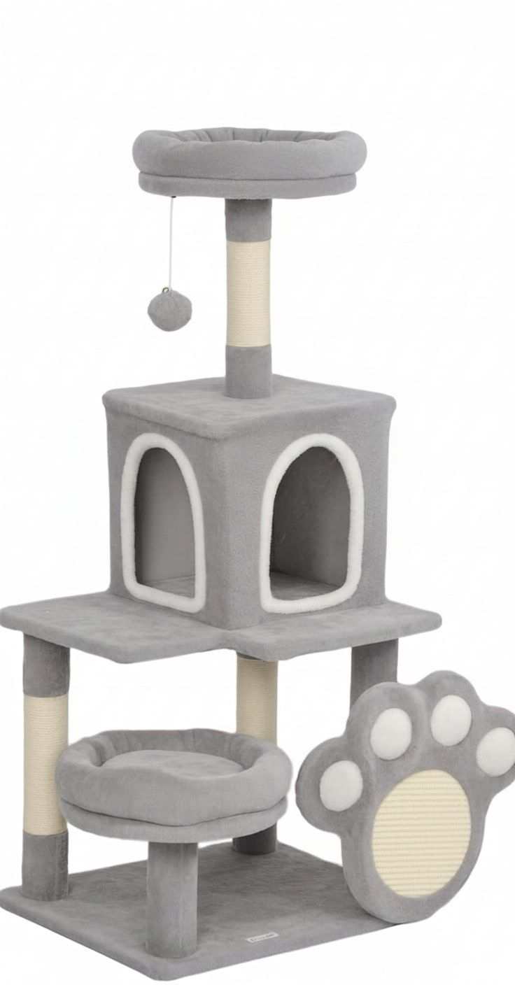 CARLA HOME Large Cat Tree Tower for Indoor Cats w/ Plush Perch, Cat Condo