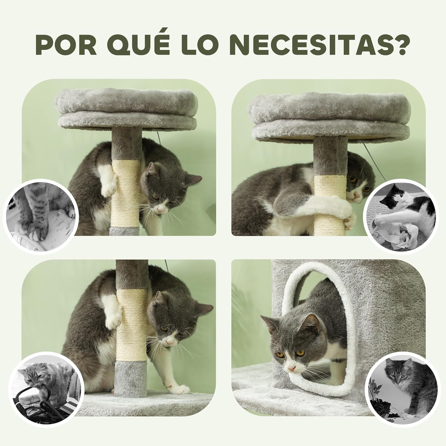 CARLA HOME Large Cat Tree Tower for Indoor Cats w/ Plush Perch, Cat Condo