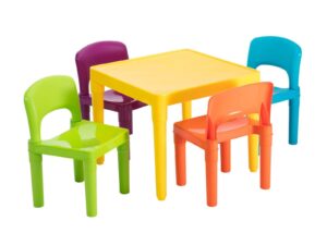 Kids Plastic 5-Piece Table & 4 Chairs Set (Multicoloured)