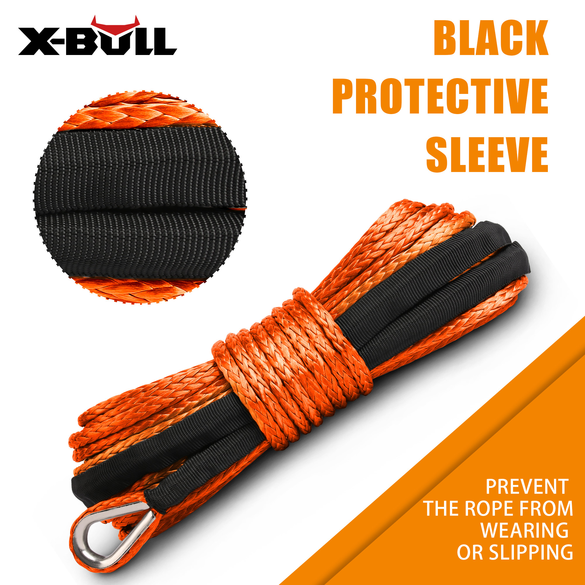 X-BULL Dyneema Synthetic Rope Winch Cable SK75 5.5MM x 13M Car Tow Recovery