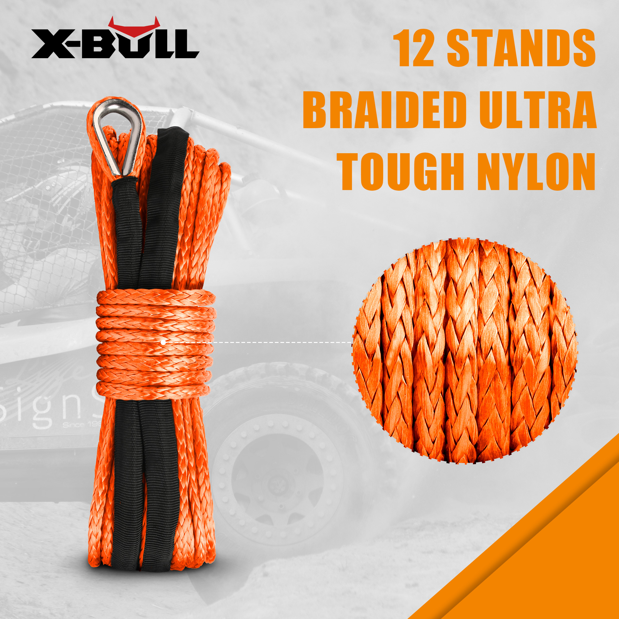 X-BULL Dyneema Synthetic Rope Winch Cable SK75 5.5MM x 13M Car Tow Recovery