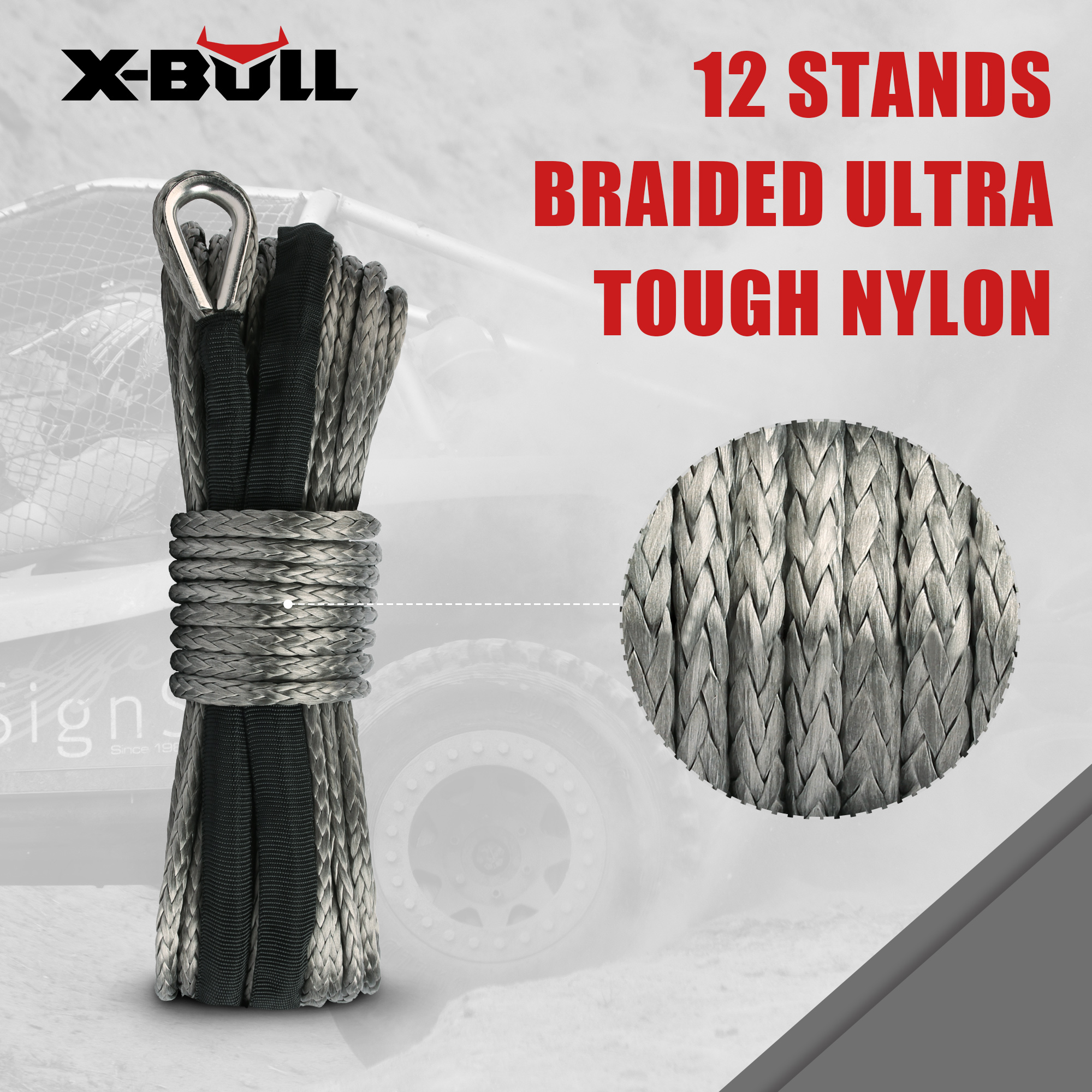 X-BULL Synthetic Dyneem Rope 5.5MM x 13M SK75 Car Tow Recovery Winch Cable Line