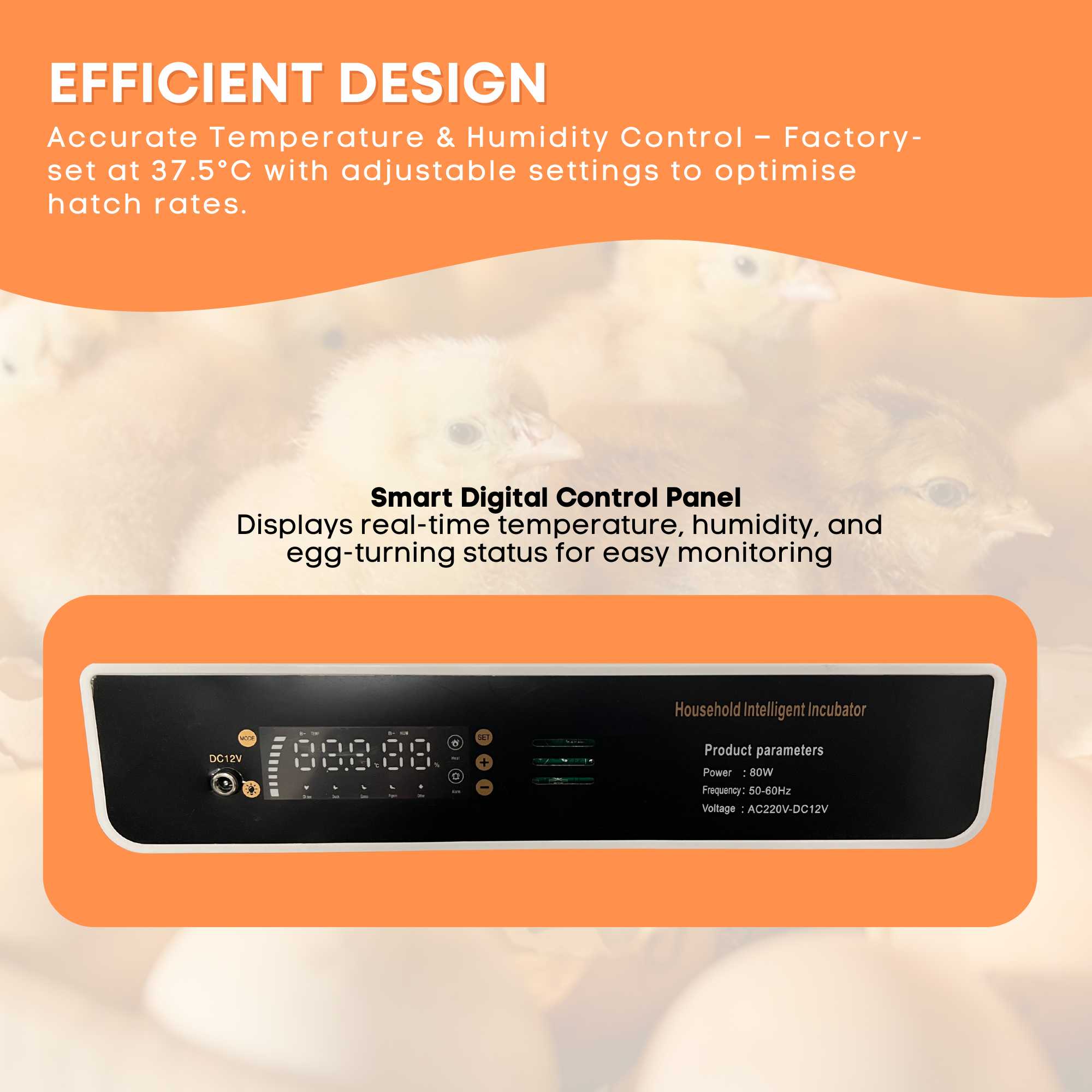 Automatic 48 Egg Incubator - Electric Digital Turning Chicken Quail Duck