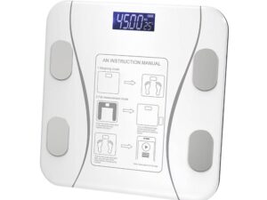 Bluetooth Smart Body Fat Scale White - Digital BMI Weight USB Recharge with App