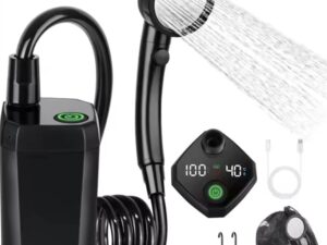 Social Hike Portable Camping Shower Kit - 6000MAh Outdoor Rechargeable Pump LED