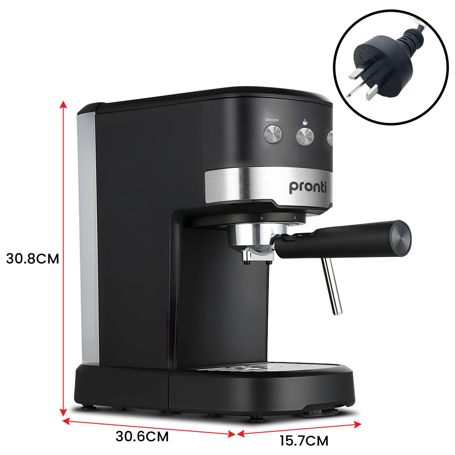 Pronti KCM-850D Coffee Machine 20 Bar Espresso Maker w/ Milk Frother & 1.25L
