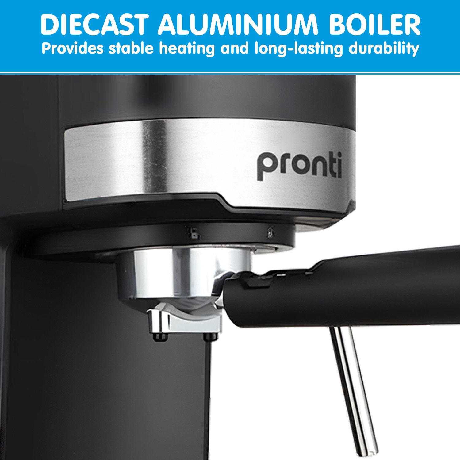 Pronti KCM-850D Coffee Machine 20 Bar Espresso Maker w/ Milk Frother & 1.25L