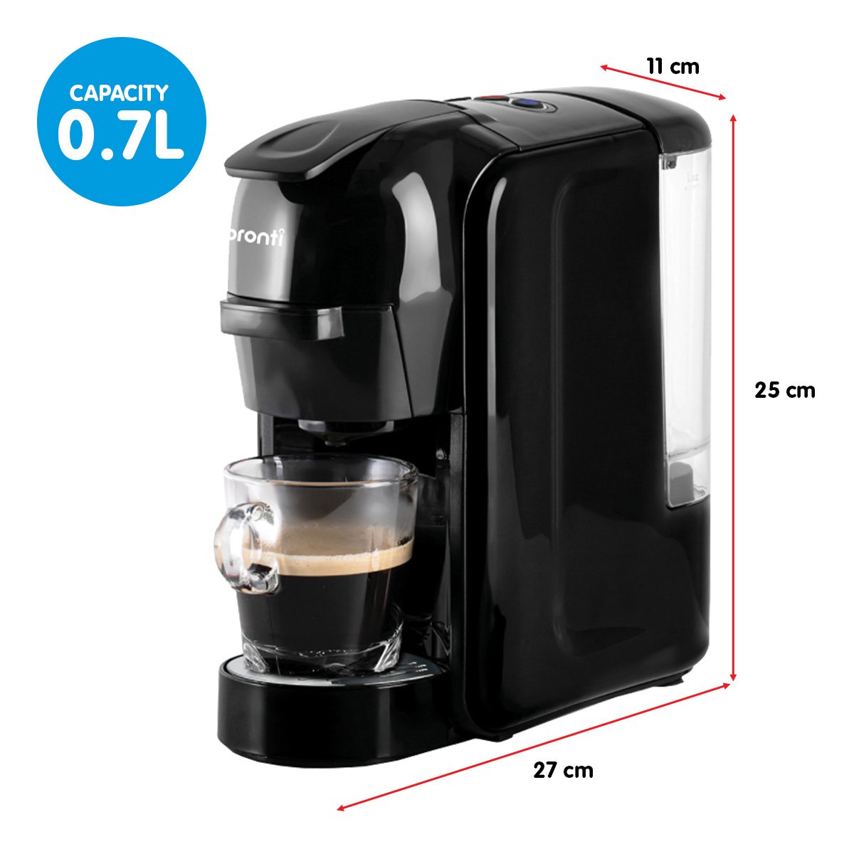 Pronti HomeMaid 3-in-1 Coffee Machine Multi-Capsule Pods & Ground Coffee
