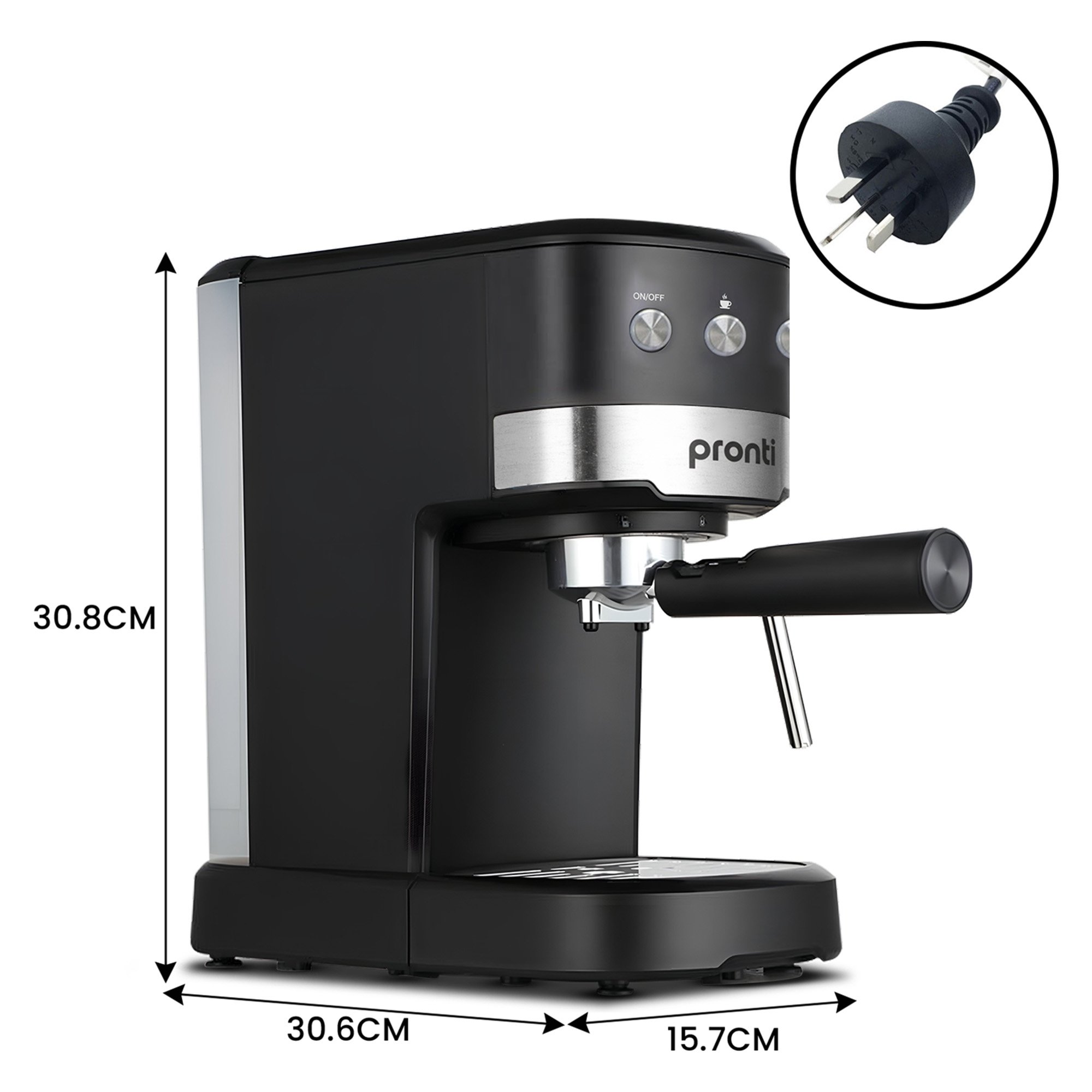 Pronti Breakfast Set w/ Rose Gold Kettle & Toaster w/ 1.2L Espresso Machine