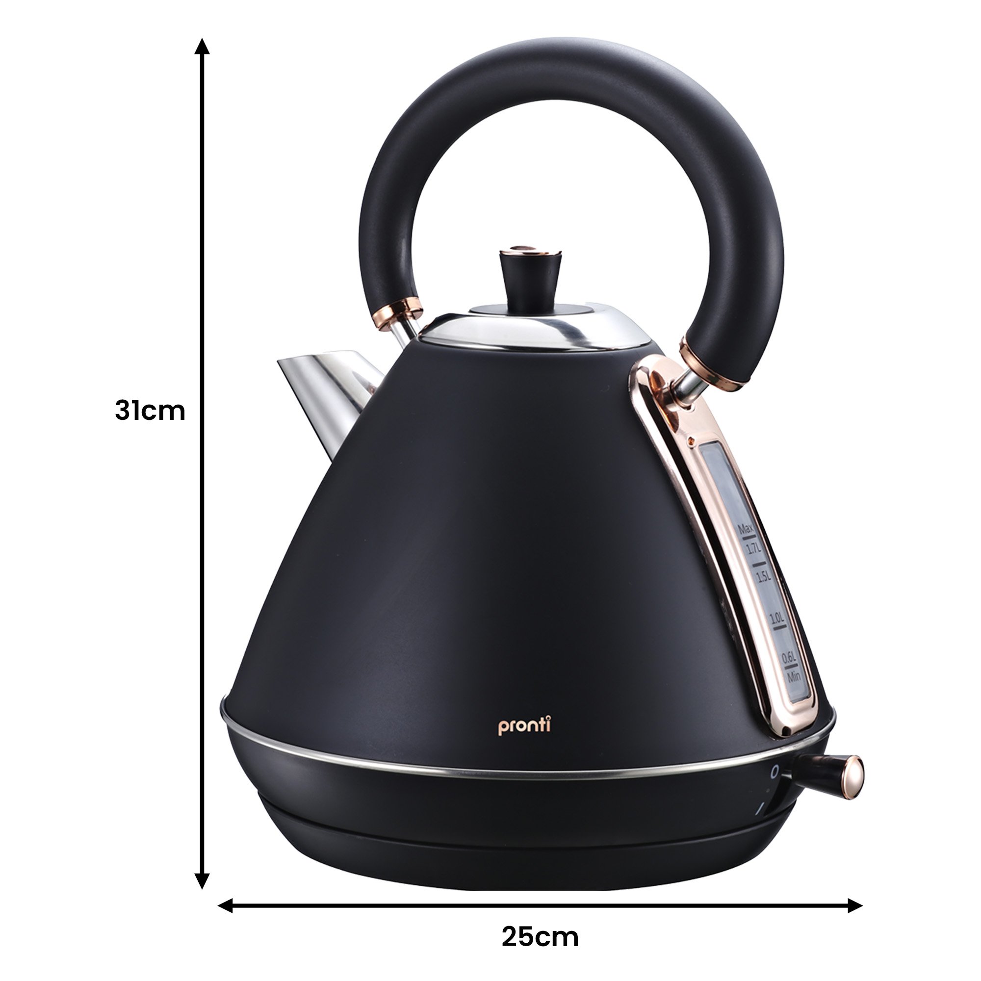 Pronti Breakfast Set w/ Rose Gold Kettle & Toaster w/ 1.2L Espresso Machine