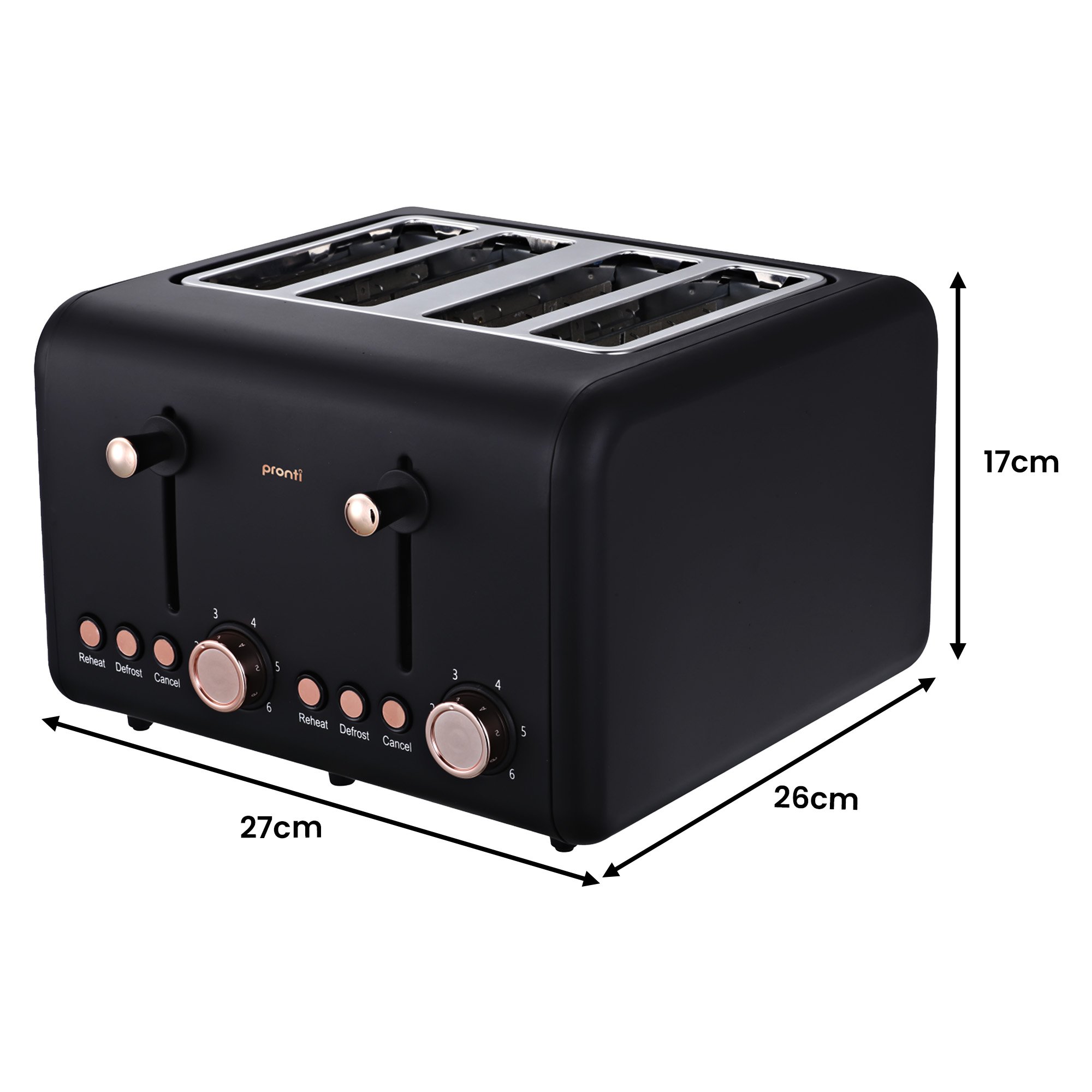 Pronti Breakfast Set w/ Rose Gold Kettle & Toaster w/ 1.2L Espresso Machine