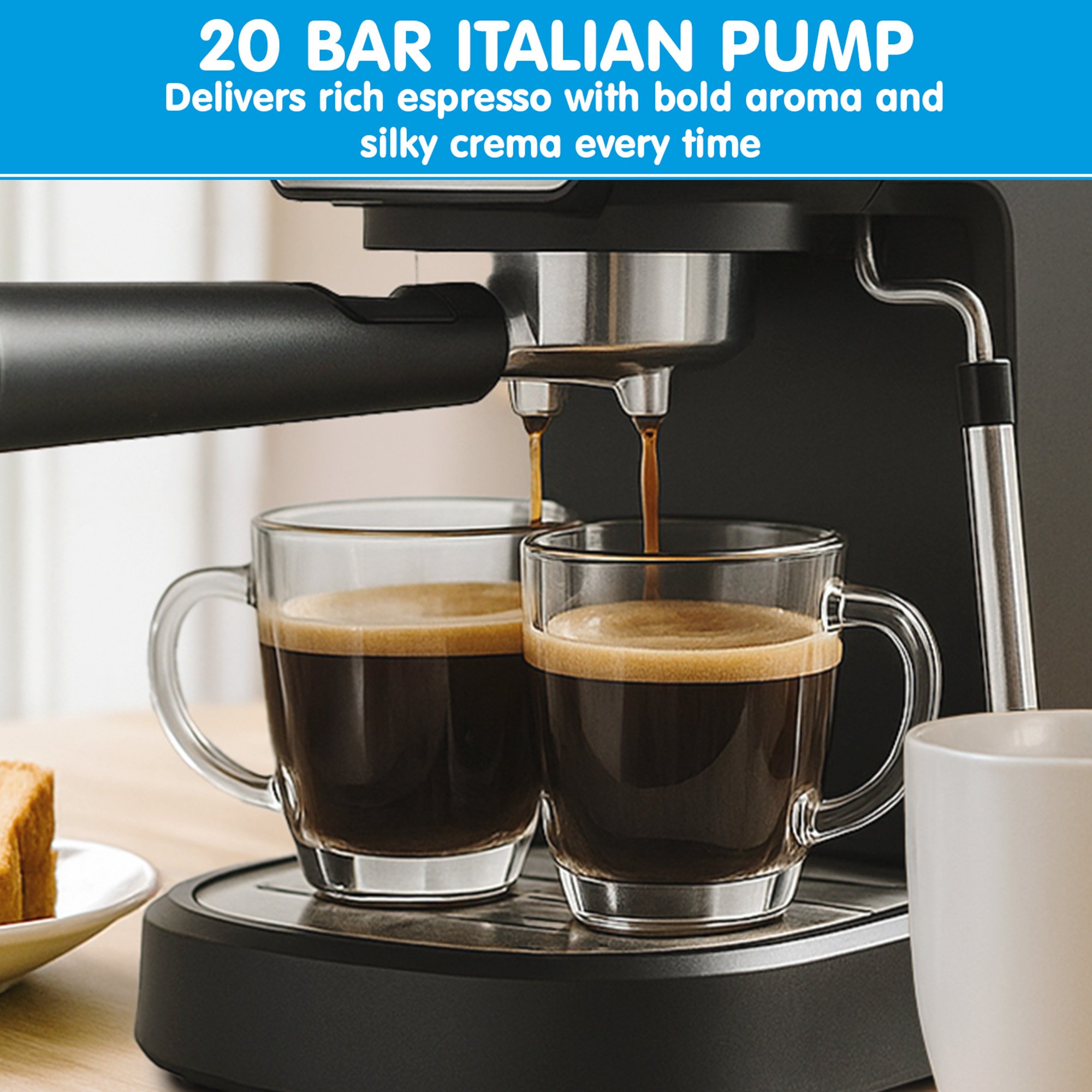 Pronti Breakfast Set w/ Rose Gold Kettle & Toaster w/ 1.2L Espresso Machine