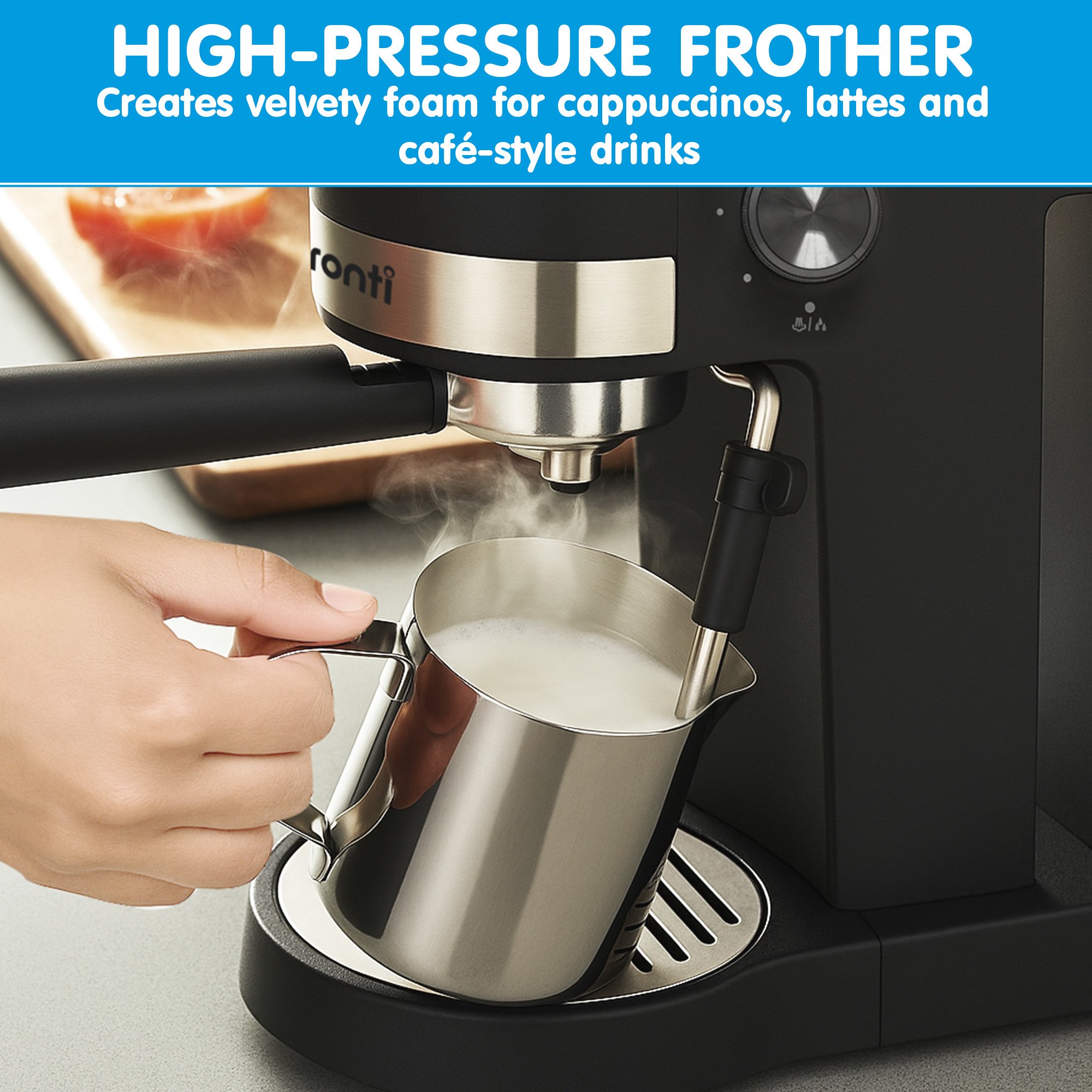 Pronti Breakfast Set w/ Rose Gold Kettle & Toaster w/ 1.2L Espresso Machine