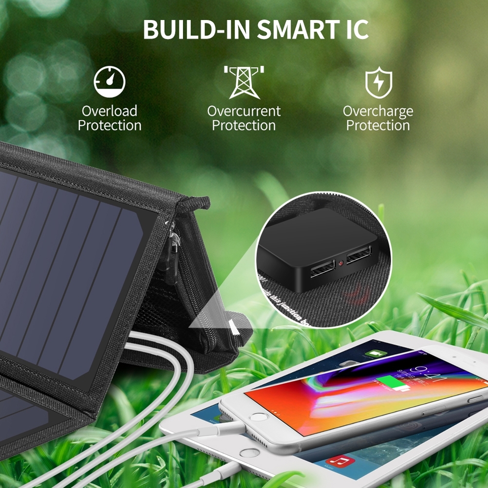 CHOETECH SC001 19W Portable Solar Panel Charger SunPower Panels Dual USB Charger