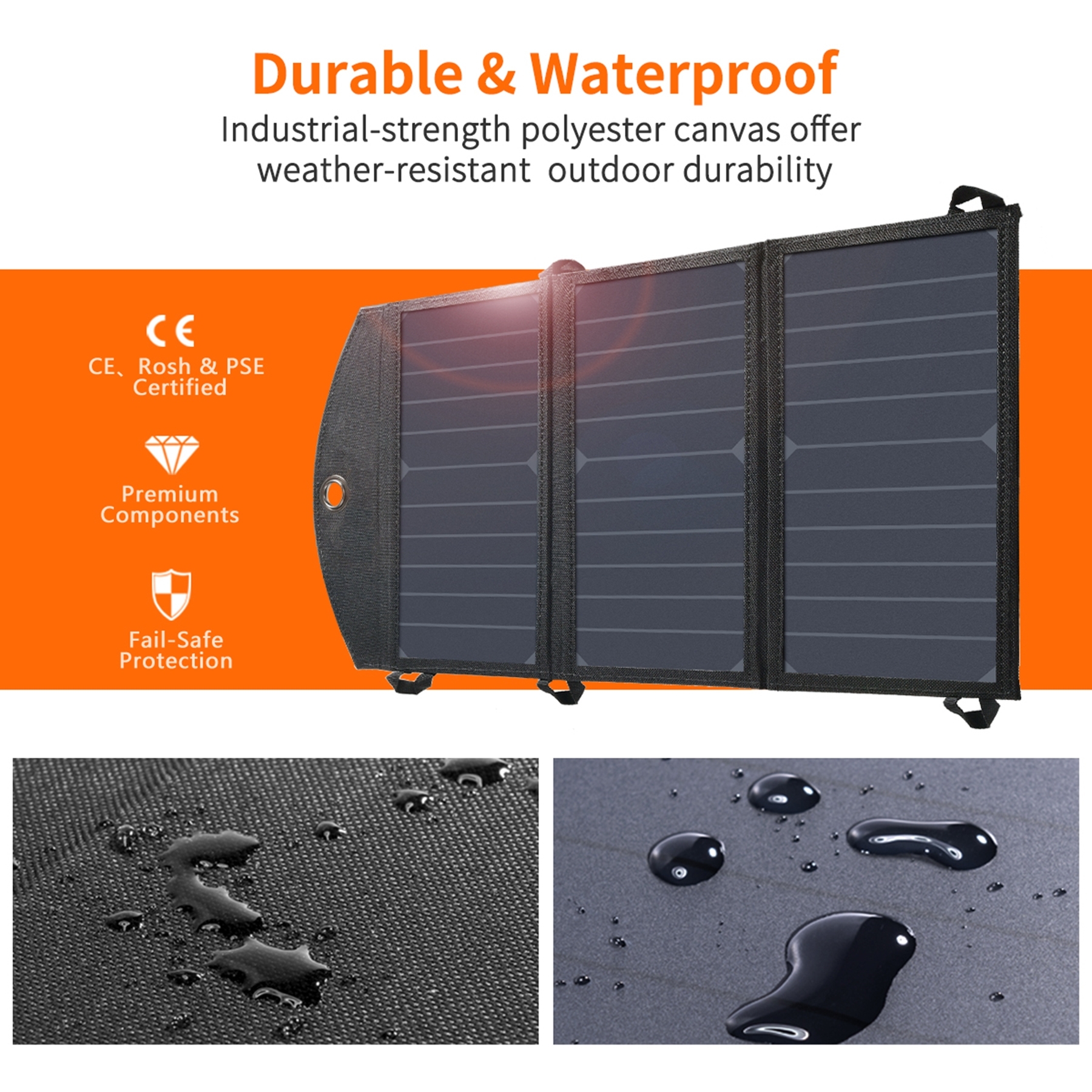 CHOETECH SC001 19W Portable Solar Panel Charger SunPower Panels Dual USB Charger