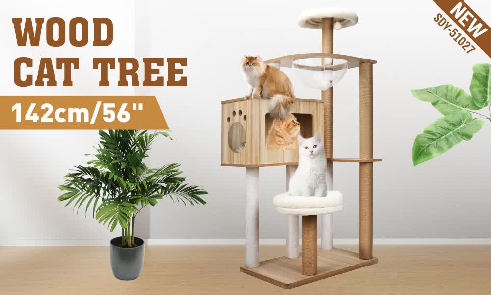 VaKa 1.42M Cat Tree Tower Scratching Post Scratcher Cats Condo House Bed