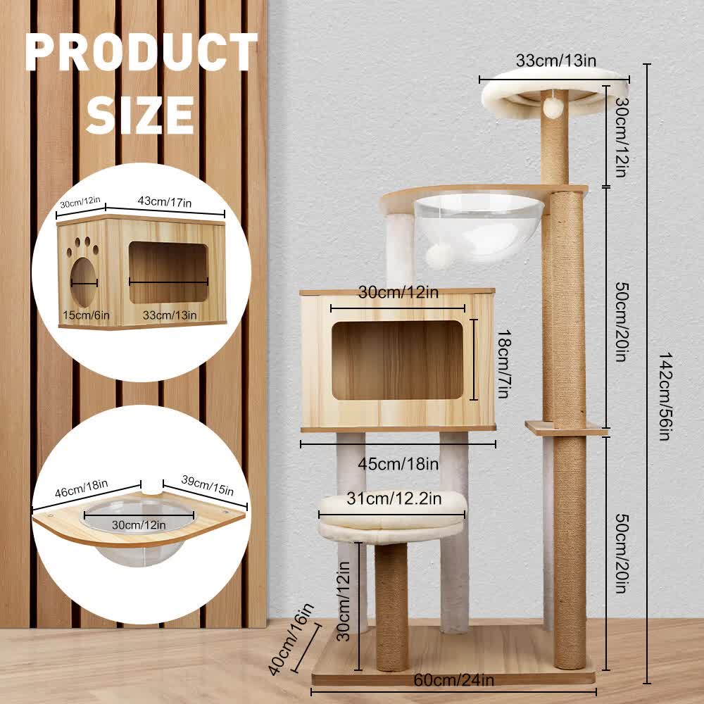 VaKa 1.42M Cat Tree Tower Scratching Post Scratcher Cats Condo House Bed