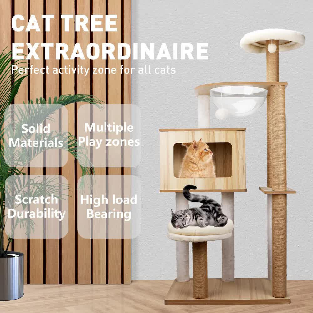 VaKa 1.42M Cat Tree Tower Scratching Post Scratcher Cats Condo House Bed