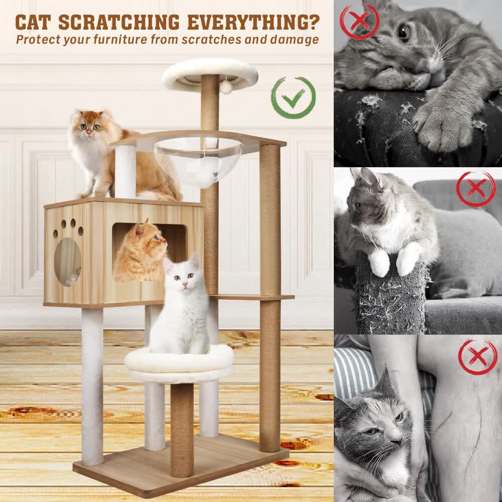 VaKa 1.42M Cat Tree Tower Scratching Post Scratcher Cats Condo House Bed