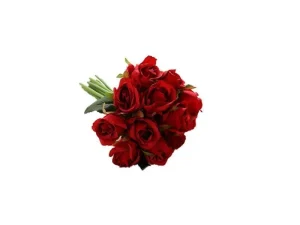 12 Heads Silk Rose Artificial Flowers Fake Bouquet - Red