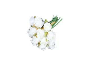 12 Heads Silk Rose Artificial Flowers Fake Bouquet - White
