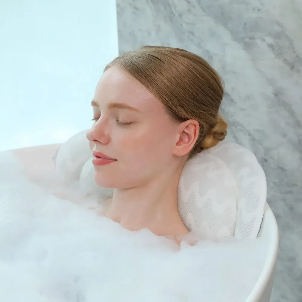 3D Breathable Mesh Bathtub Pillow Non Slip For Bathroom Spa Neck Back Support