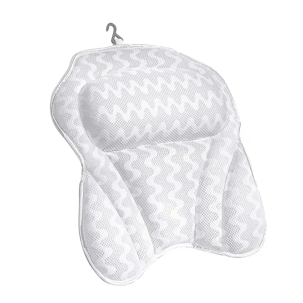 3D Breathable Mesh Bathtub Pillow Non Slip For Bathroom Spa Neck Back Support