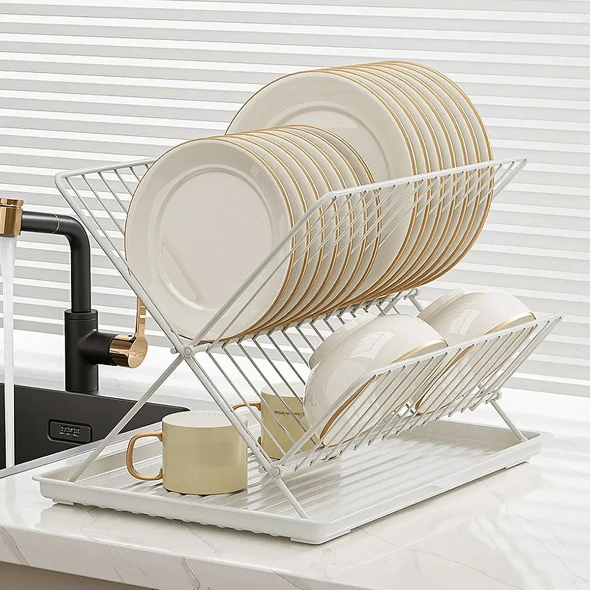 Kitchen Storage Rack Bowl Rack Household Draining Rack Multi-Functional