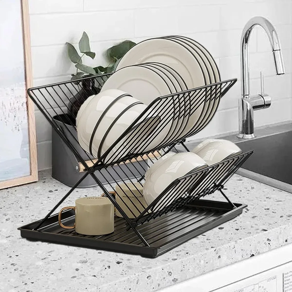 Kitchen Storage Rack Bowl Rack Household Draining Rack Multi-Functional