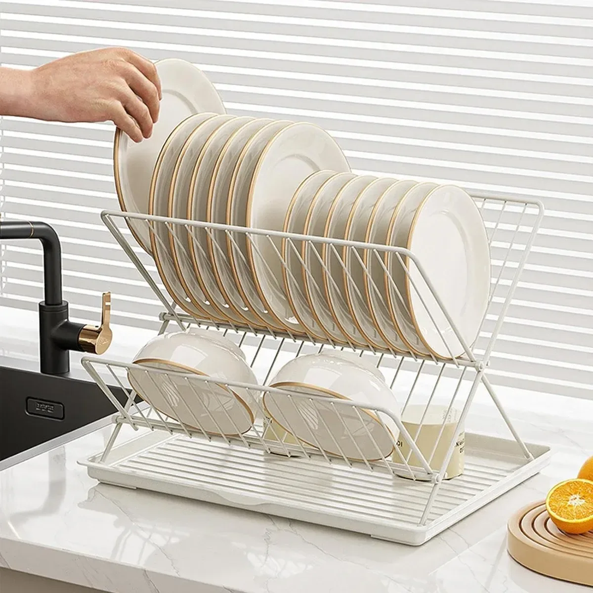 Kitchen Storage Rack Bowl Rack Household Draining Rack Multi-Functional