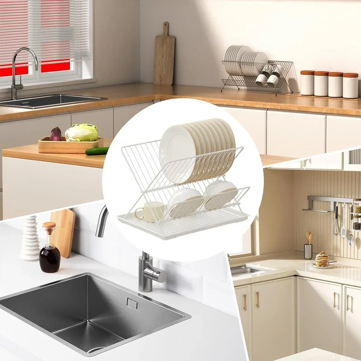 Kitchen Storage Rack Bowl Rack Household Draining Rack Multi-Functional